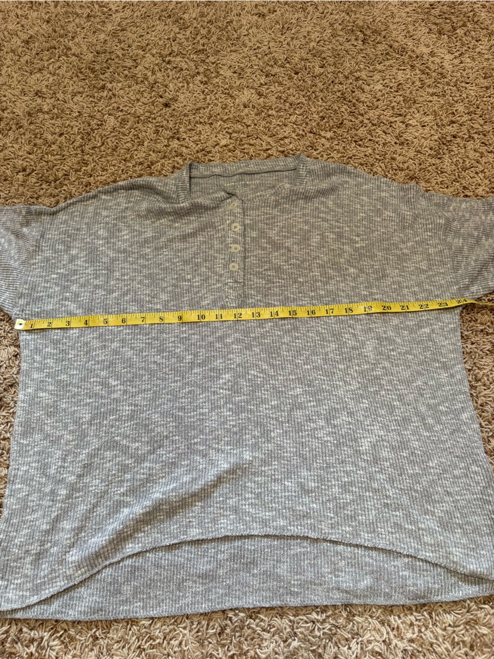 American Eagle Gray Ribbed Henley Top women’s size XL - Picture 6 of 8